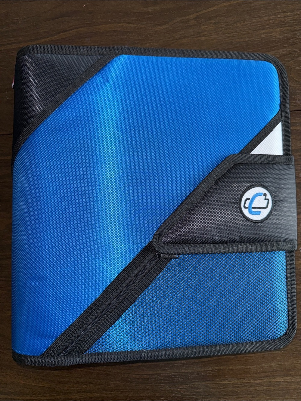 Case-it Black & Blue Velcro Closure 3in 3 ring Binder w/Built in Organizer